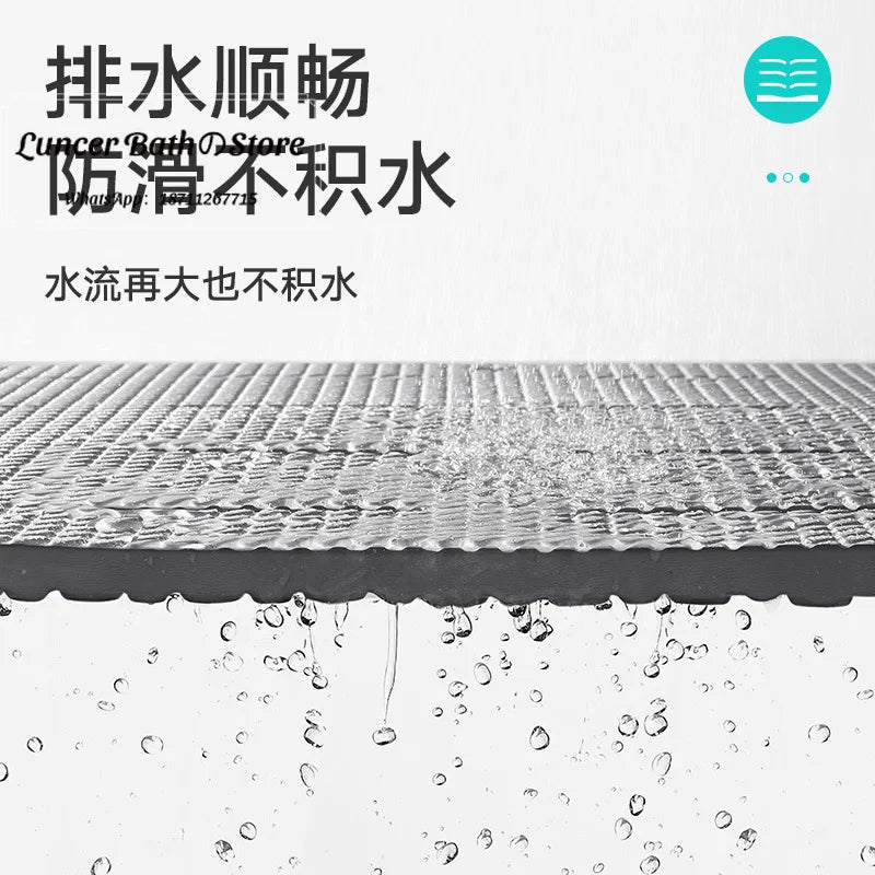 tapis bain mousse éva antidérapant hexagonal moderne gris texturé rainures opacité totale 85x60cm