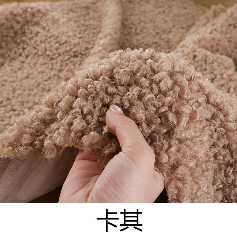 tissu bouclé imitation laine peluche beige bleu rose vert blanc poupée bricolage diy