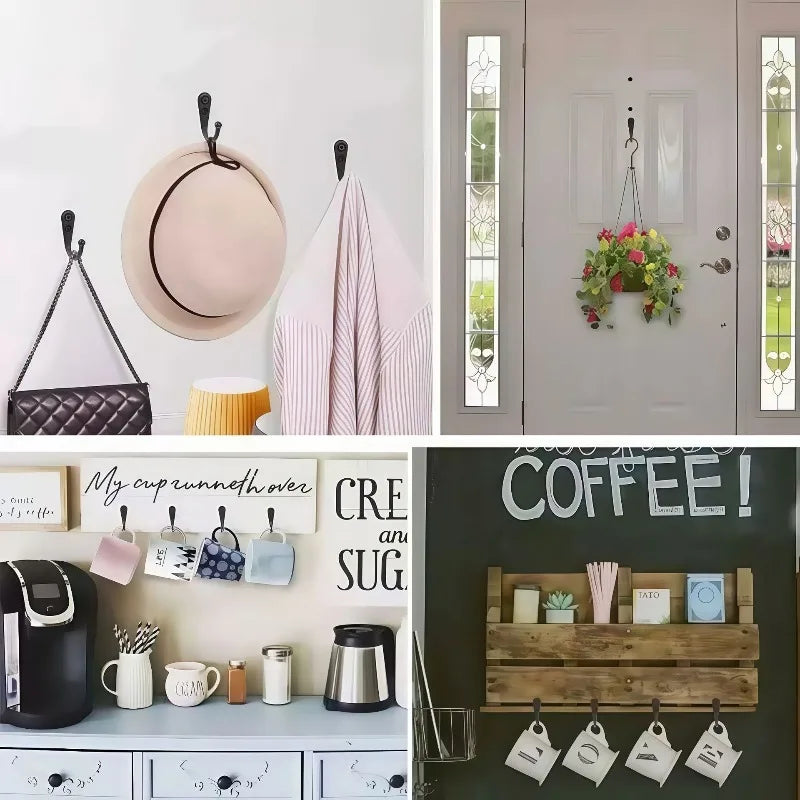 crochets murals noirs argentés blancs modernes vis rangement cuisine salle bain