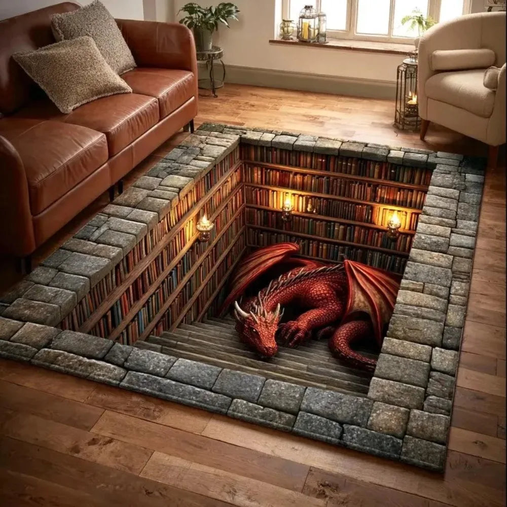 tapis rouge violet dragon 3d moderne salon chambre extérieur géométrique polyester