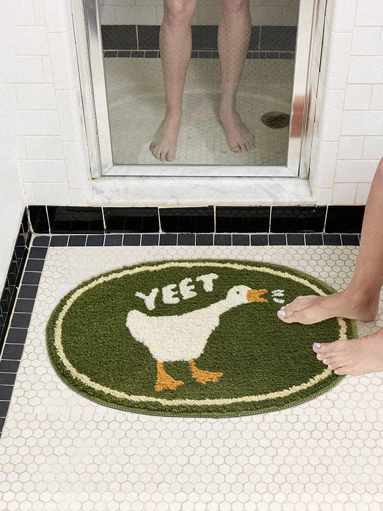tapis vert blanc ovale canard yeet moderne antidérapant absorbant eau chambre bain vestibule doux