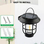 lampe solaire led murale vintage cage métallique verre opalin noir filament decoration extérieur ip65