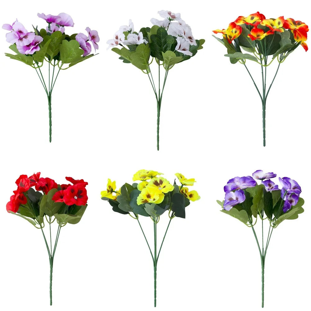 bouquets fleurs artificielles soie décoratives intérieur blanc jaune rouge violet rose bleu bicolores tiges