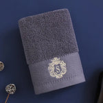 ensemble serviettes bain coton brodé grande serviette visage douche douce absorbante couleur unie