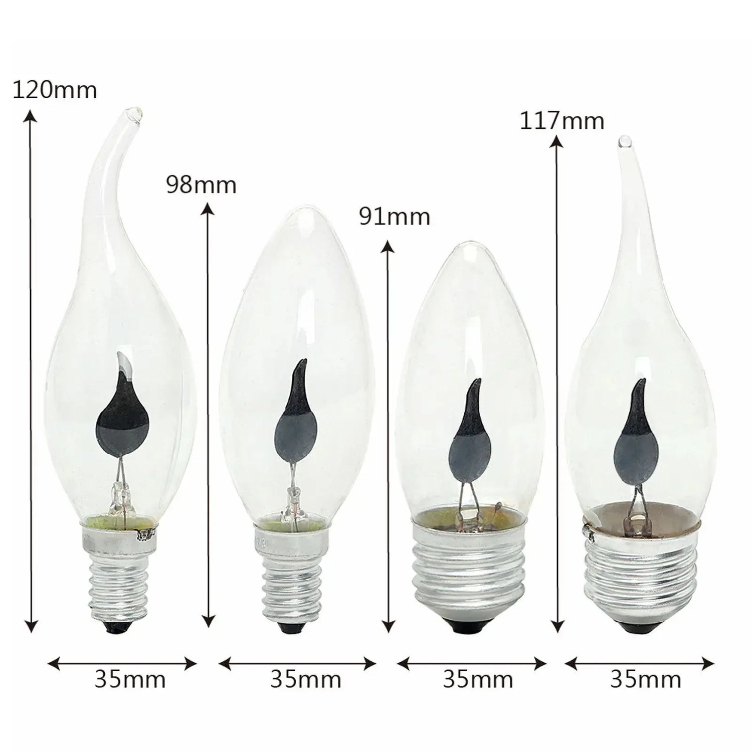 Ampoule LED bougie effet flamme E27 vue de côté
