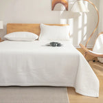 couvre lit coton gris clair blanc rose pâle rayures verticales moderne antibactérien confortable