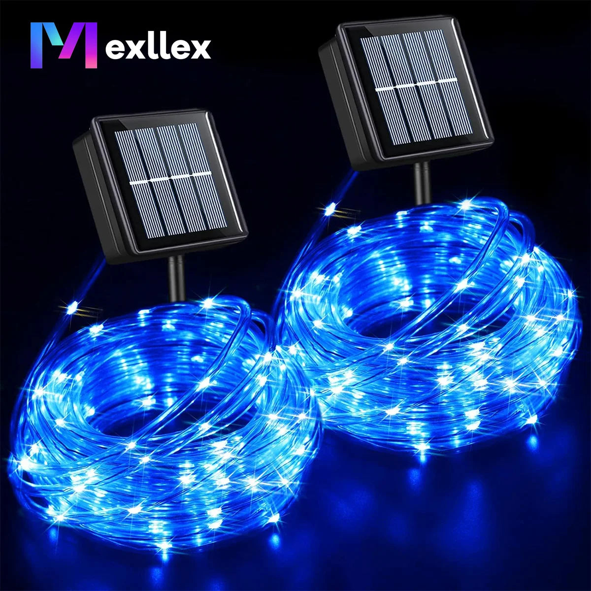 guirlande lumineuse solaire 300 led bleu doré led moderne clipsétales