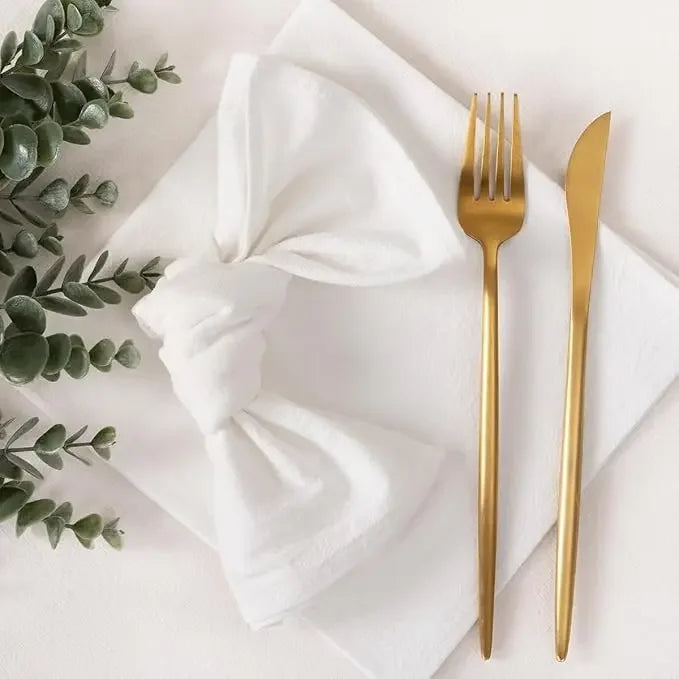 lot serviettes pliées coton unies clips métalliques table décoration mariage fête maison