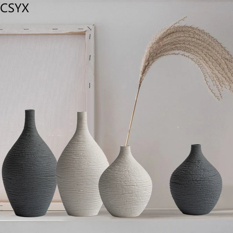 vase céramique moderne gris blanc texture tissée décoration intérieure salon