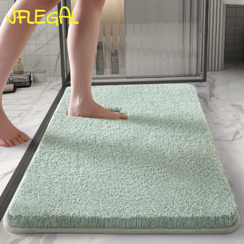 tapis bain microfibre peluche doux moderne salle bain gris vert rose