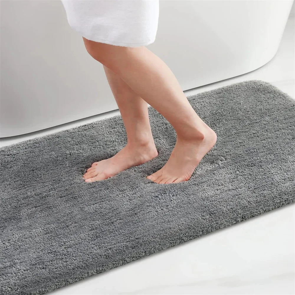 tapis bain doux moelleux moderne antidérapant absorbant salle bain maison gris beige