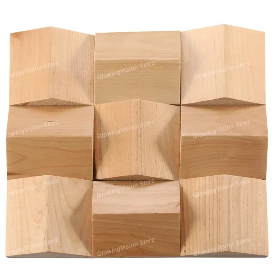 panneau décoratif bois cubes géométriques moderne marron clair foncé autocolant 3d