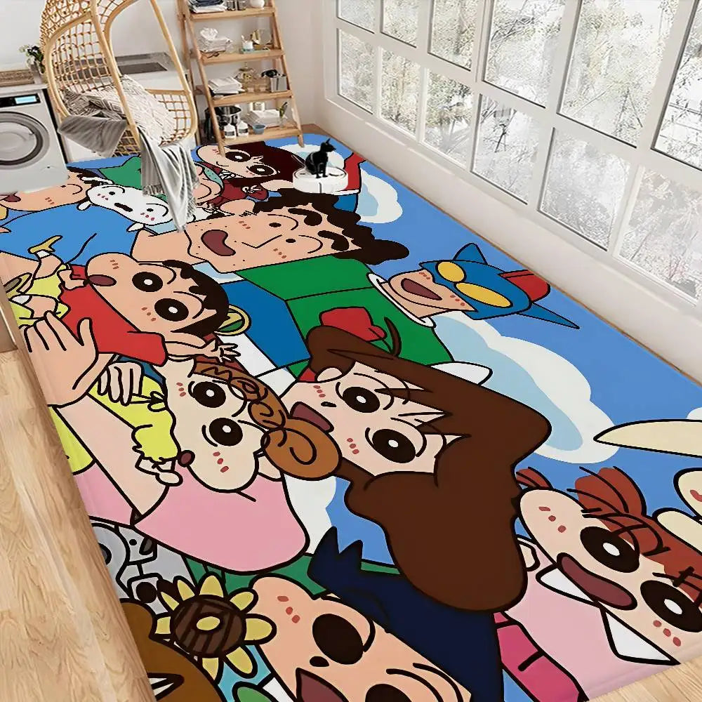 tapis dessin animé personnages anti dérapant polyester imperméable moderne vert clair bleu blanc rose