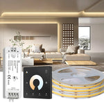 ruban led blanc lisse moderne adhésif contrôleur câbles 2700k 4000k 6500k 24v dimmable