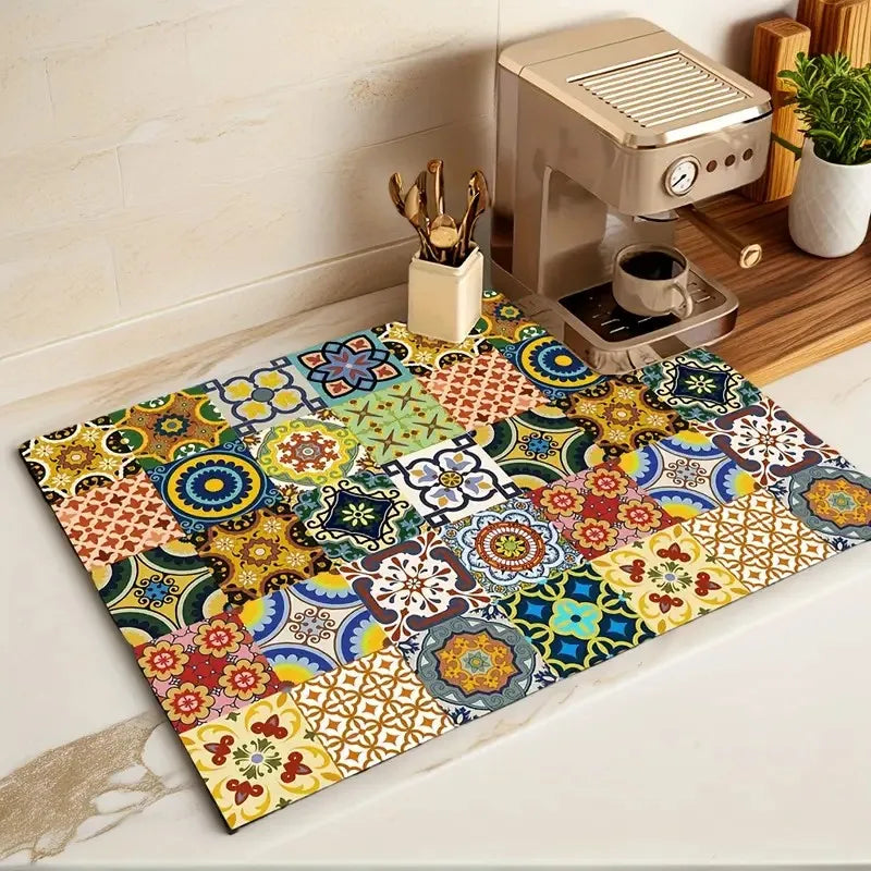 tapis cuisine gris moderne motif géométrique absorbant anti dérapant durable 30x40cm