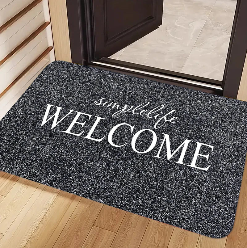 tapis d'entrée gris moderne anti bactéries antidérapant 30x50cm 40x60cm bienvenue