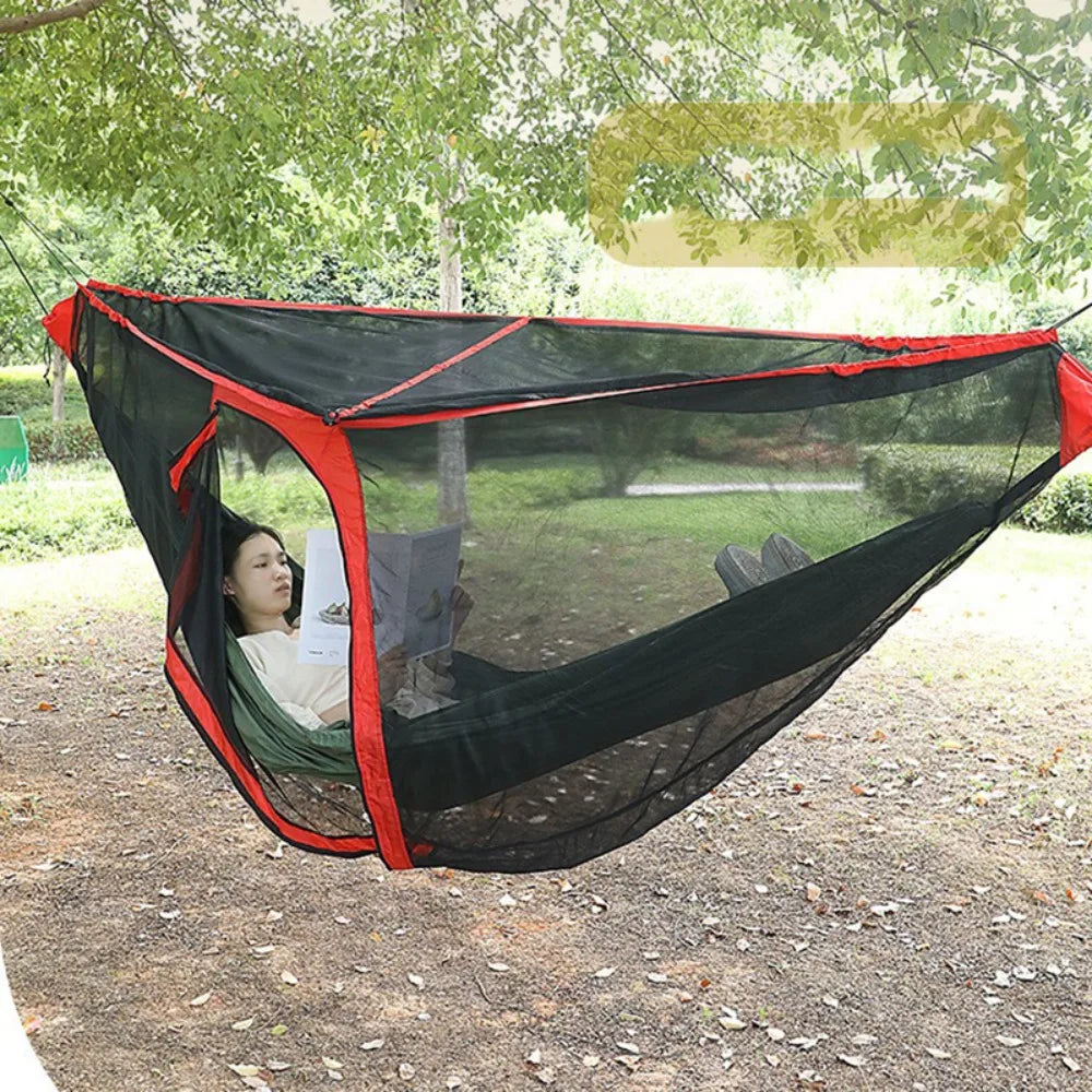 hamac voyage moustiquaire protection solaire noir rouge vert camping outdoor filet transparent
