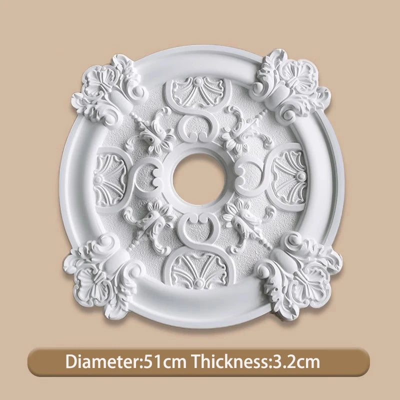 décoratif blanc ornements floraux classique 50cm diamètre 2.8cm épaisseur
