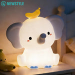veilleuse éléphant blanc bleu jaune moderne flux lumineux faible intensité variable led chambre bébé