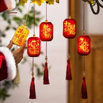 lanternes decoratives rouges imprimées caracteres chinois tassel chaines festives classiques anniversaire