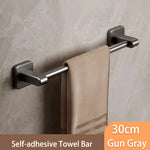 porte serviettes mural adhésif alliage aluminium noir moderne salle bain sans perçage fixe plastique