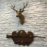 décoration murale tête cerf résine marron rustique salon maison fourrure bois texture farmhouse lodge