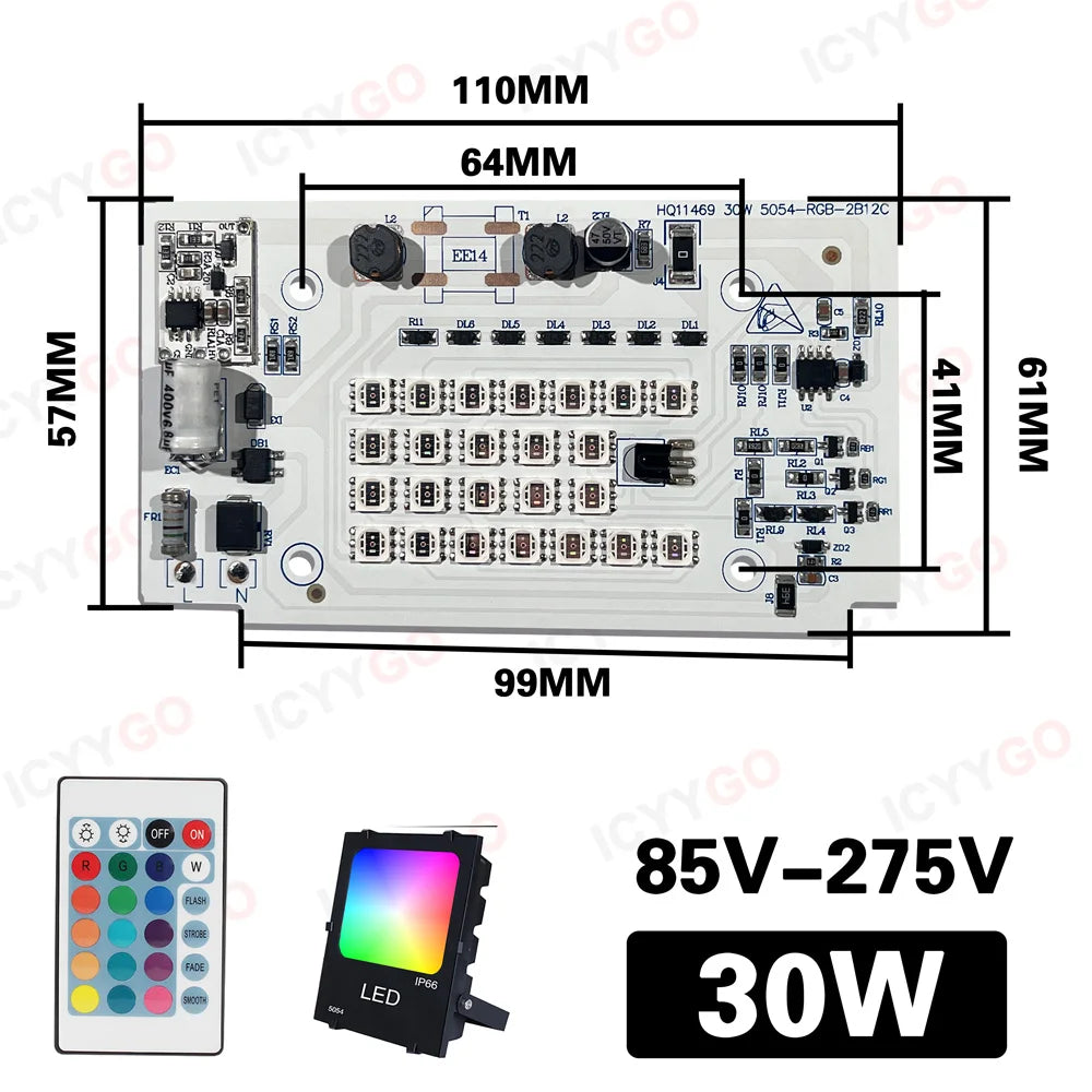 projecteur extérieur led 5050 blanc haute luminosité 10w 20w 50w 100w