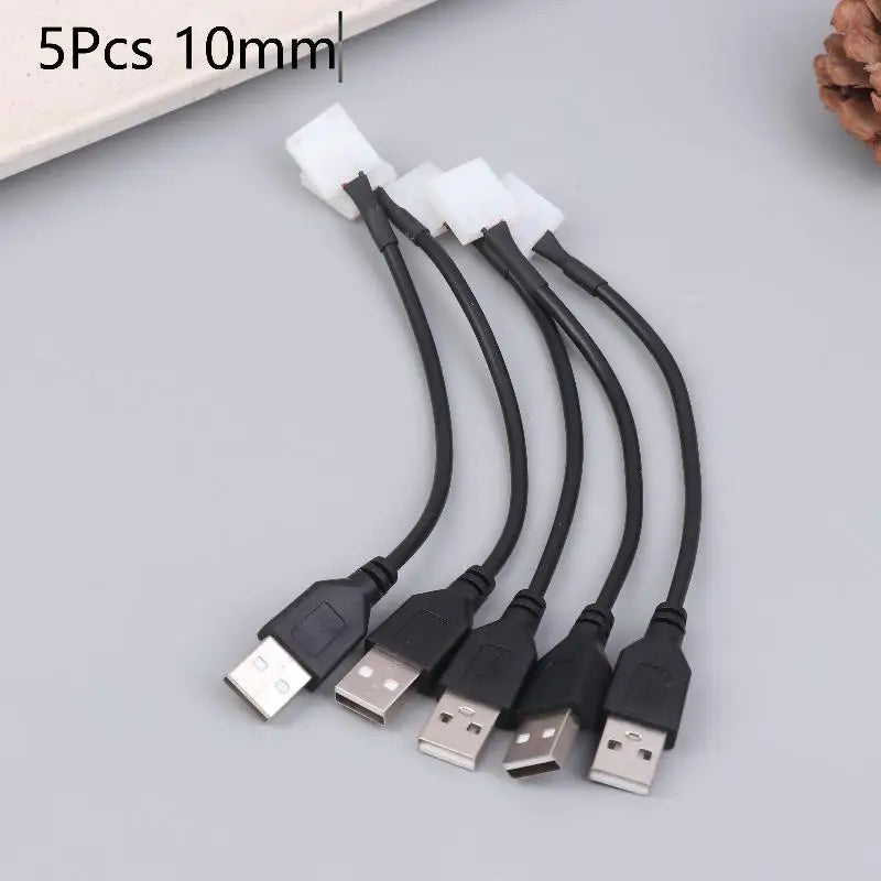 câble usb connecteur led noir plat moderne sans soudure 8mm 10mm 10 pièces