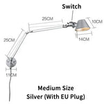 lampe murale articulée moderne noir gris blanc interrupteur fixations minimaliste led eléctrique