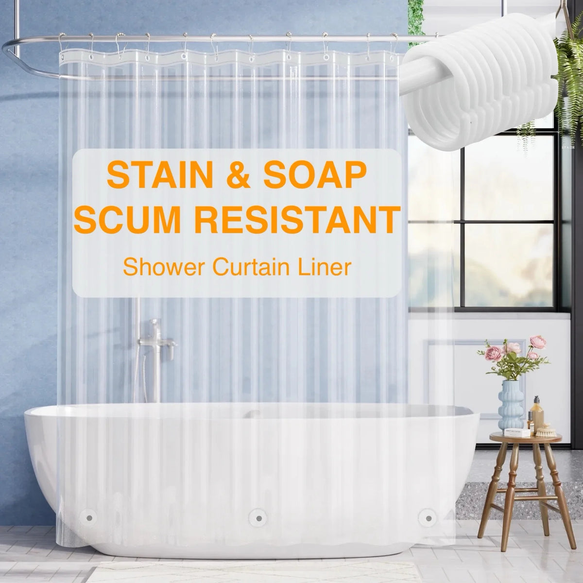 rideau douche transparent moderne aimants lestés métalliques durable 120x180cm 154x200cm respectueux environnement