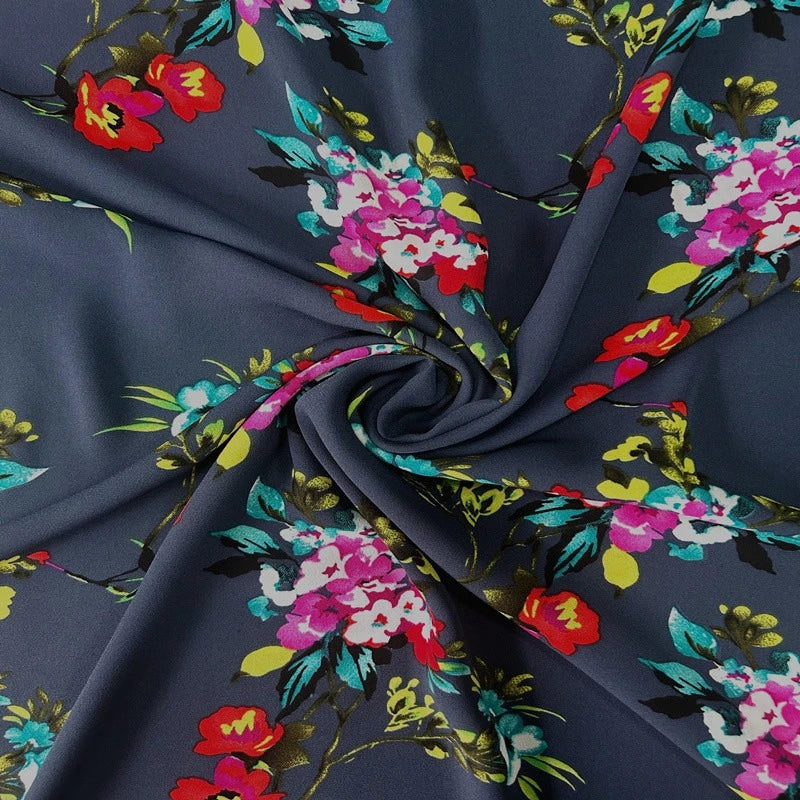tissu brocart imprimé floral bleu marine fleurs colorées respirant 150cm large mode été bricolage
