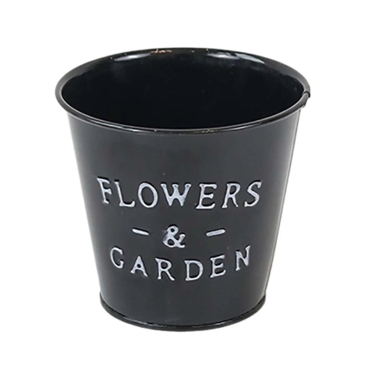 seau vintage rouge noir bleu FLOWERS GARDEN blanc pot fleur jardin