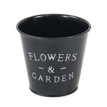 seau vintage rouge noir bleu FLOWERS GARDEN blanc pot fleur jardin