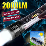 lampe torche led puissante rechargeable panneau solaire intégré lumière intense résistante chocs auto défense
