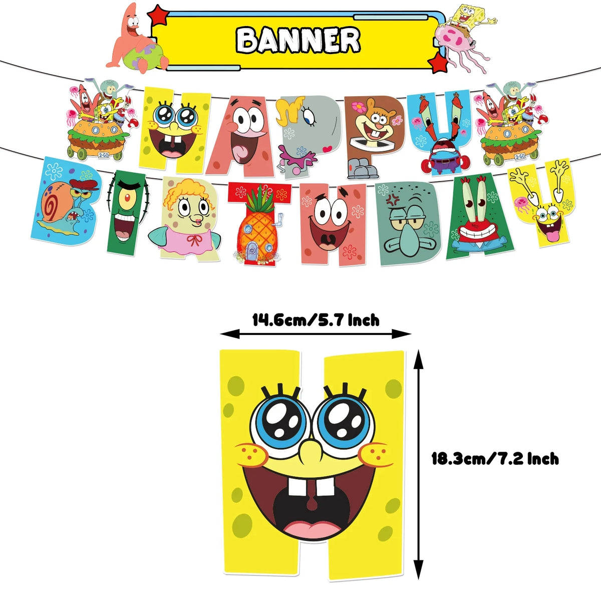 accessoires fête spongebob happy birthday ballons bannières cupcakes toppers anniversaire enfants thèmes cartoon