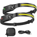 lampe frontale led rechargeable usb modes lumière camping sécurité noir vert fluo