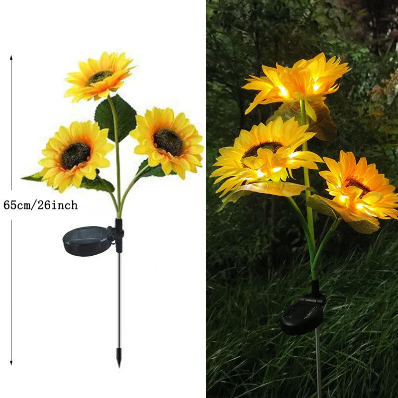 lampes solaires extérieures tournesol fleurs jaunes vert modernes jardin