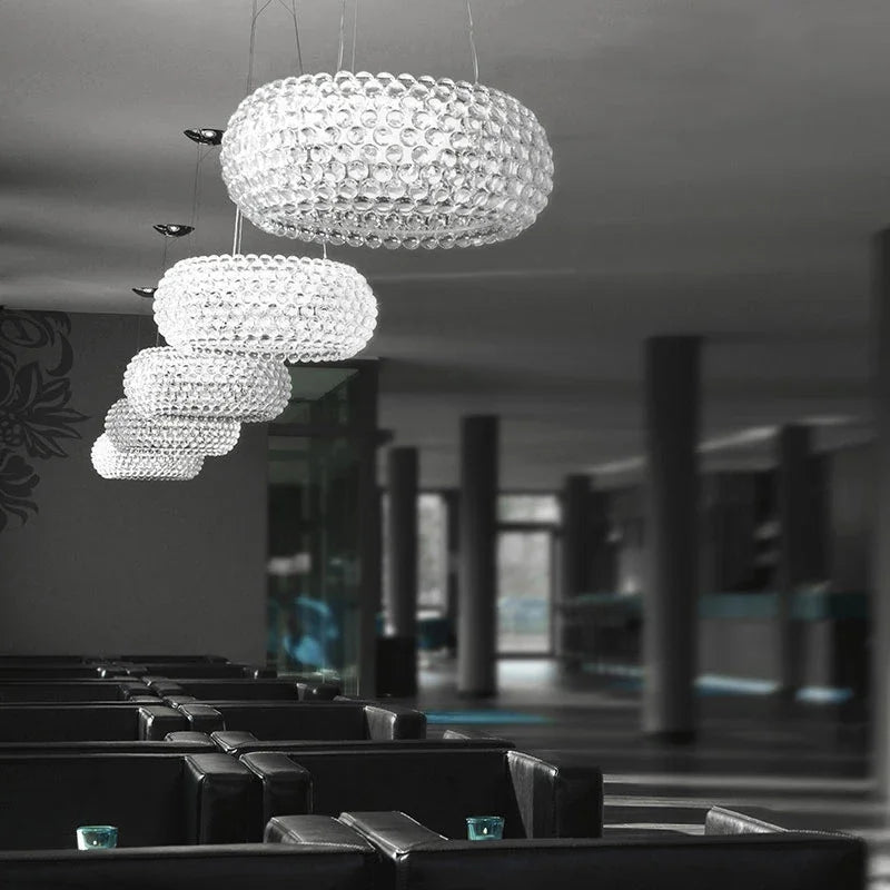 suspension lumineuse moderne acrylique opaques blanc pendentif autoinstallation 35cm 50cm 65cm amber transparent