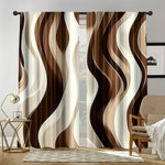 rideau marron moderne rayures ondulées 100 polyester pièces