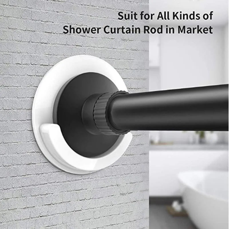 supports muraux adhésifs anti dérapants rideau douche blancs rond lisses moderne 2pcs 4vis