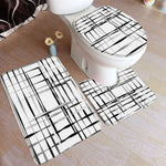 tapis bain moderne ensemble noir blanc adhésif tapis sol couvercle toilette minimaliste respectueux environnement