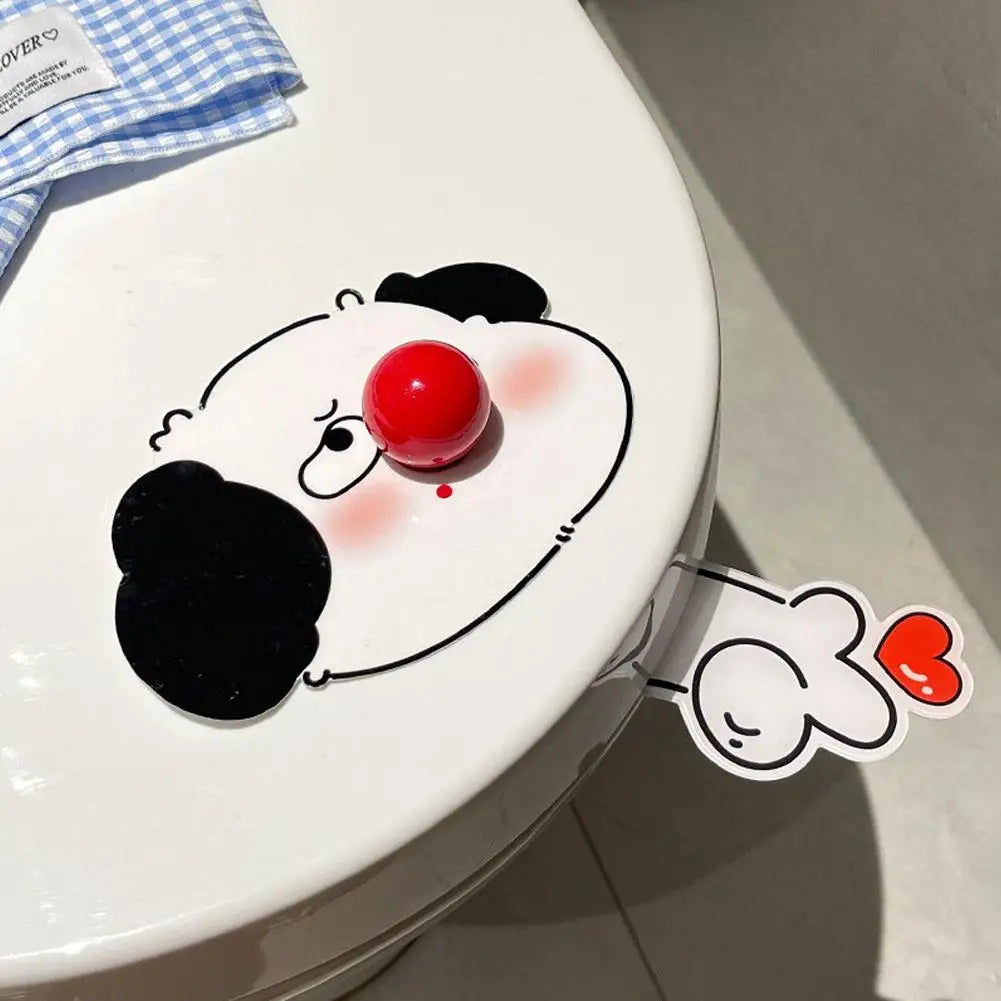 cache couche toilette dessins animés ours lapin chat adhésif blanc marron noir rose jaune