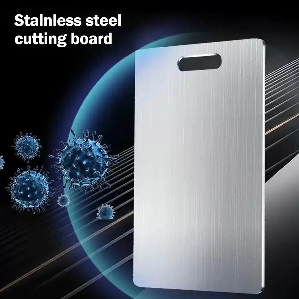 planche découper acier inoxydable moderne lisse poignée intégrée taille grande moyen petite argente
