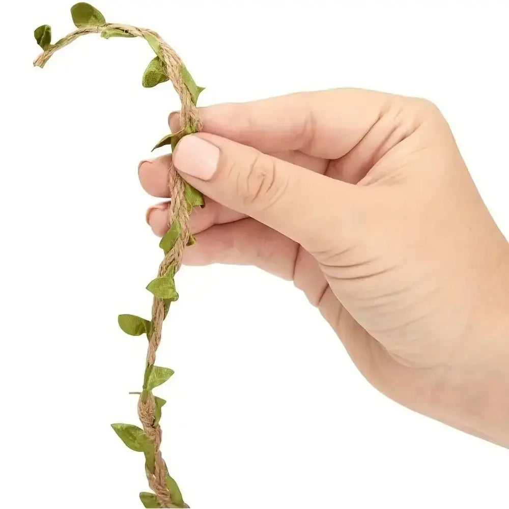 ruban jute feuilles vertes rustique décoration mariage festives végétal bohème naturel artisanal
