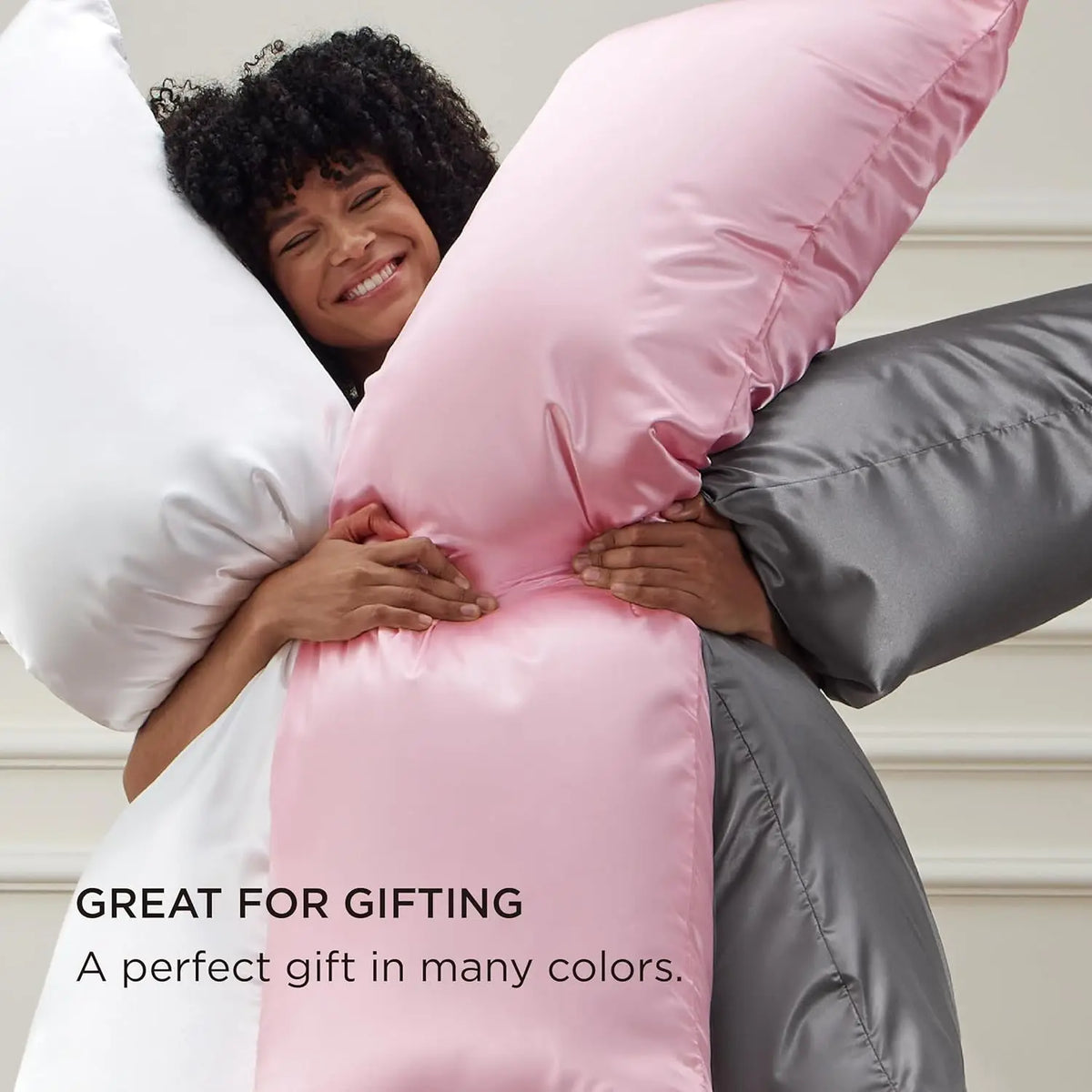 coussins satinés bleu marine gris clair rose pâle gris foncé doux moderne élégants polyester