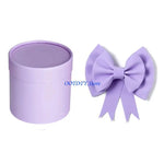 ruban noué violet clair rose pâle blanc crème argent classique boîte ronde occasion fête