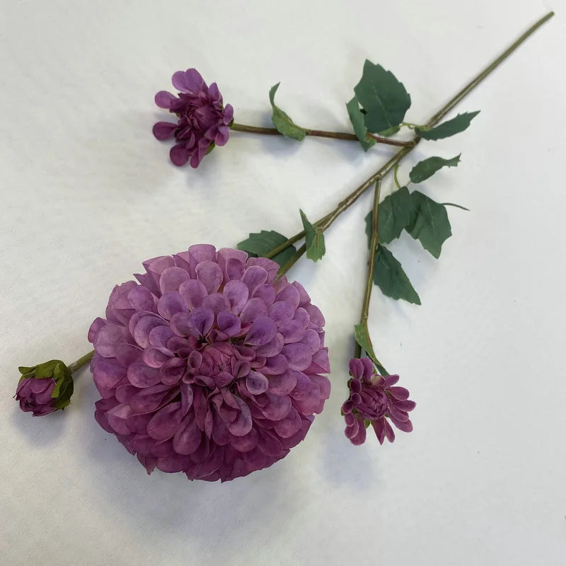 bouquet fleurs artificielles dahlias orange rouge violet intérieur décoration moderne minimaliste