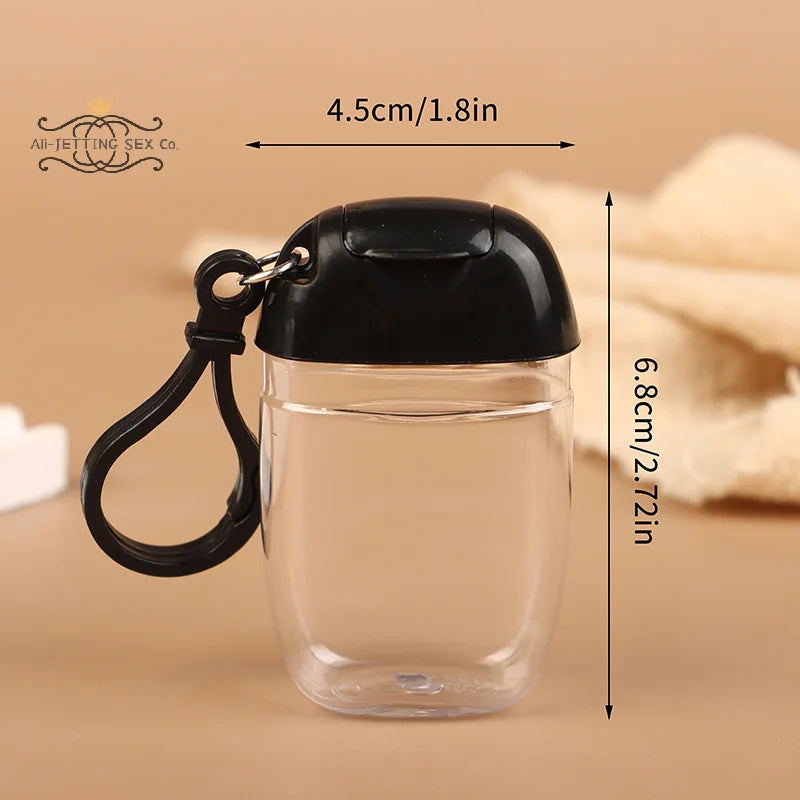 bouteille rechargeable transparente moderne 30ml anneau fixe couvercle bleu rose noir blanc jaune