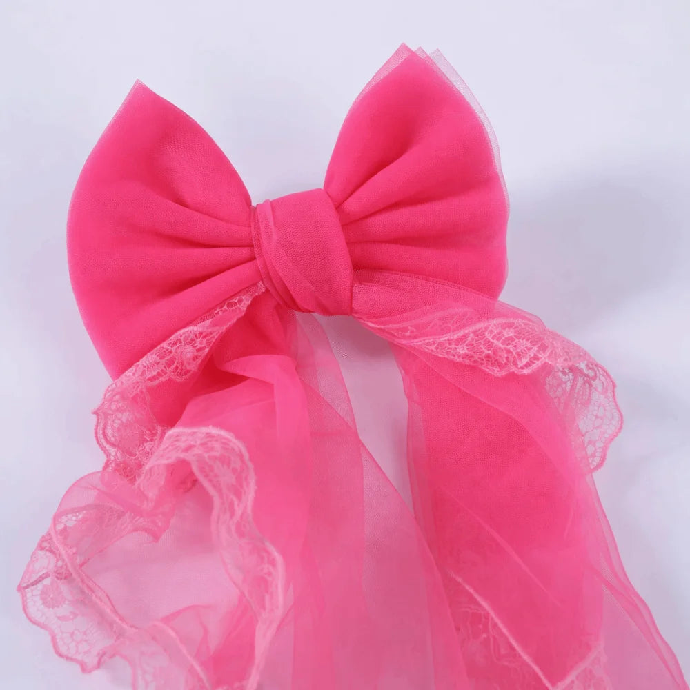 attaches rideau tulle dentelle bow décoratif romantique shabby chic blanc rose vif rouge vert
