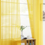 rideau jaune tulle moderne fenêtre translucent épuré poche tringle